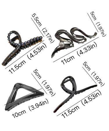 Ypkia Large Black Hair Clips Set for Women & Girls | Metal Hair Accessories with Pearls - 4 Pieces for Thick Hair - Buy Online on GoSupps.com