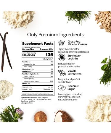 Promix Casein Protein Powder - Vanilla 2.5lb | Grass-Fed All Natural Gluten-Free | Slow Release Protein for Post-Workout Recovery Shakes & Baking - Buy Online on GoSupps.com