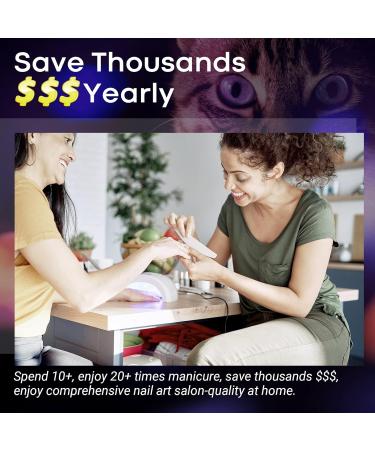 Modelones Cat Eye Gel Nail Polish Set - 6 Pcs 3 Colors - 9D Magnet Black Blue Purple Glitter Holographic with Matte & Glossy Top Coat - Soak Off LED Gel for DIY Nail Art & Manicure - Buy Online on GoSupps.com