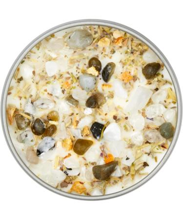 Full Moon Candle by New Moon Beginnings | Purification & Cleansing - Aromatherapy Soy Candle with Dried Flowers Herbs & Crystals - 8oz Metal Tin - Buy Online on GoSupps.com