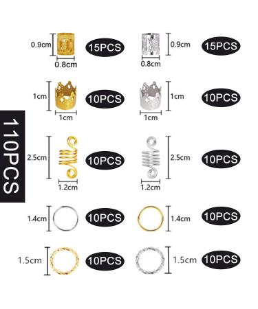 Dreadlock Pearls & Clips - 110pc Hair Accessories Set | Gold & Silver Braids Jewelry & Headband Hair Rings for Hip-Hop Styles - Buy Online on GoSupps.com