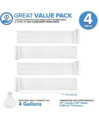 Stock Your Home 4 Gallon Clear Trash Bags (200 Pack) - Disposable Plastic Garbage Bags - Leak Resistant Waste Bin Bags - Small Bags for Office  Bathroom  Deli  Produce Section  Dog Poop  Cat Litter 4 Gallon 200 Pack - Buy Online on GoSupps.com