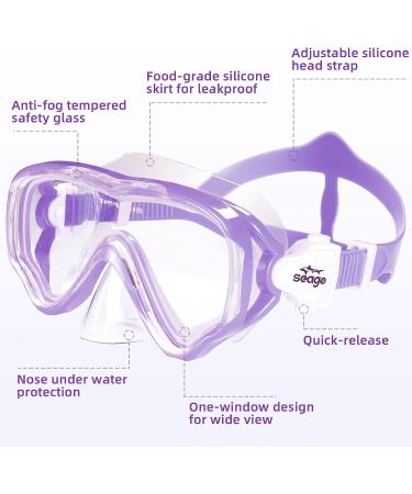 Kids Snorkel Set - Dry Top Snorkel Mask for Boys and Girls - Anti-Fog, Leak-Proof, 180 Panoramic View - Purple Snorkel Kit for Youth - Buy Online on GoSupps.com
