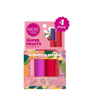 eos Super Soft Shea Lip Balm Sticks Super Fruits Variety Pack - 4 Pack - Buy Online on GoSupps.com