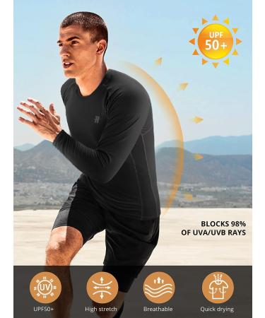 Runhit Men's Compression Long Sleeve Workout Shirts 3 Pack - Black/Red/Gray - Size Large - Buy Online on GoSupps.com