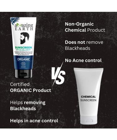 AMAzing EARTH Sunscreen SPF 50 Gel Cream | Organic Matt Finish Skin Brightening & Anti-Aging | No Parabens - 100gm - Buy Online on GoSupps.com