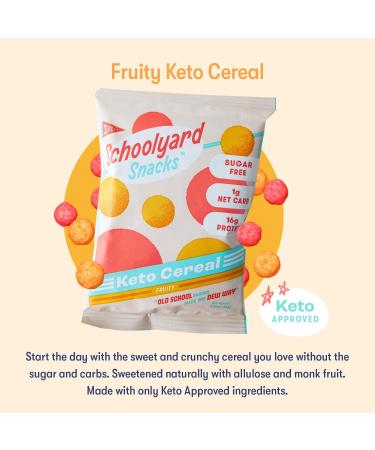 Schoolyard Snacks Keto Cereal - Fruity Low Carb, High Protein, All Natural | Gluten & Grain-Free, Sugar Free for Diabetics | 12 Bags, 100 Calories - Keto Friendly - Buy Online on GoSupps.com