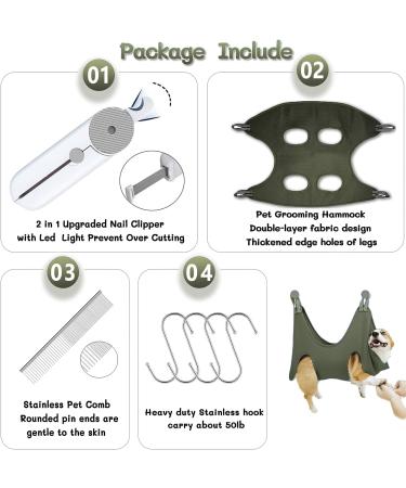 Augegel Pet Grooming Hammock with Nail Clippers | Dog Grooming Sling Helper with Upgraded Trimmer and Comb - Green - Buy Online on GoSupps.com