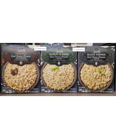 Specially Selected Goat Cheese Risotto Assorted Varieties: Garlic & Herb, Black Pepper, Truffle 6.5oz 184g (Three Boxes)