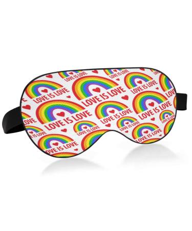 Sleep Mask Light Blocking Love Is Love Eye Mask for Sleeping with Adjustable Strap LGBT Rainbow Soft Lightweight Eye Cover Blindfold for Men Women Work Travel Naps