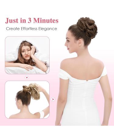 Premium Ash Blonde to White Blonde Synthetic Hair Extensions - Tess Hair Part with Rubber Band (55g) for Large Buns - Perfect Hair Tie for Women & Girls - Buy Online on GoSupps.com