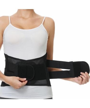 NeoTech care adjustable back support with double adjustment straps - lumbar area & lower back - wide support - black (s) s black