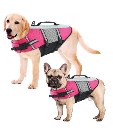 Alagirls Reflecting Adjustable Pets Dog Lifeguarding vest Durable Dog Safety vest PET Preserver Rescue vest For Small Middle Large Dogs Aladlj002-Xin-Pink L L: 58-68cm (chest cestrum) pink