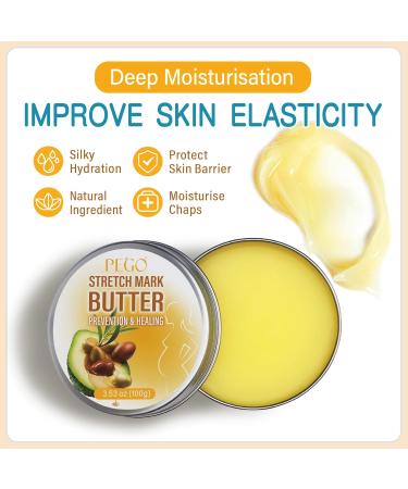 PEGO Stretch Mark Butter for Pregnancy,Women Belly Butter,Shea Butter,Maternity Stretch Mark Cream,Massages Body & Reduces Scar Appearance, Postpartum Care for Moms,Hypoallergenic100g/3.53oz - Buy Online on GoSupps.com