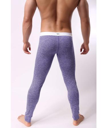 KAMUON Mens Low Rise Pouch Underwear Pants Long Johns Thermal Bottoms Leggings Large 3 Pack - Black/Blue/Purple - Set of 3 - Buy Online on GoSupps.com
