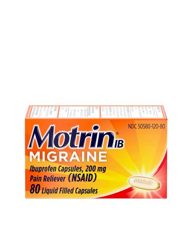 Motrin IB Migraine Liquid Gel Caps, Ibuprofen 200 mg, Migraine Relief Medicine, 80 Ct - Buy Online on GoSupps.com