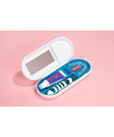 SmileKontainer Slimline Retainer Case - Compact Dental Travel Case for Aligners & Accessories - Built-in Mirror - Brilliant Blue - Buy Online on GoSupps.com