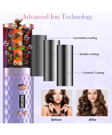 Automatic Rechargeable Rotating Curling Iron - 6 Temps & Timers Ceramic Wand Safe & Easy Curls - Buy Online on GoSupps.com