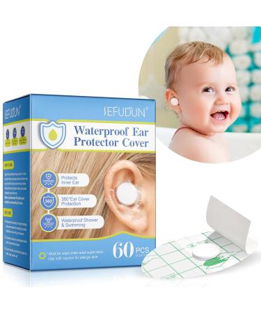 Waterproof Ear Protection Sticker Baby Waterproof earplug Ear Protectors Soft Disposable Breathable Ear Covers Patch for Shower and Swimming Protects Inner Ear - 60 Pcs 4.5x7cm