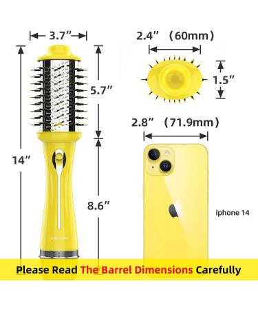 Dual Voltage WIZCHARK Hot Air Brush Volumizer & Ionic Blow Dryer - Perfect for Straight & Curly Hair Travel-Friendly Oval Blowout Brush 110V-240V | Best Salon Results in Yellow - Buy Online on GoSupps.com