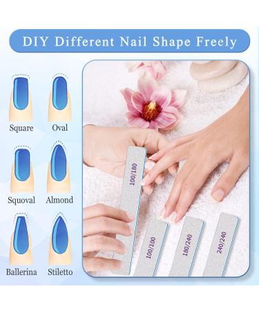 12pcs 100/100 Grit Nail Files for Acrylic and Poly Nail Extensions - Double Sided Emery Boards for Hard Nails - Washable and Durable - Buy Online on GoSupps.com