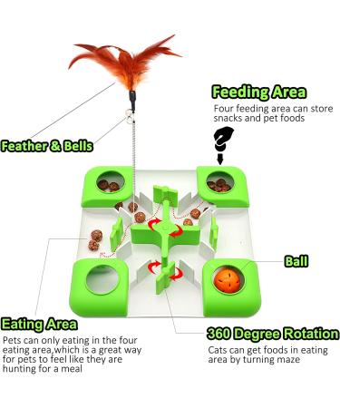 AQluming Cat Puzzle Feeder Treat Toy - Slow Food Dispenser in Green - Buy Online on GoSupps.com