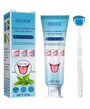 Tongue Cleaning Gel Set  Tongue Cleaner Gel with Tongue Brush  Tongue Scraper Scrubber for Adults with Cleaning Gel  Easy to Use for Adults Kids