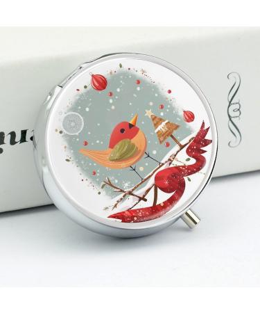 Travel Pill Box - 3 Compartment Merry Christmas Bird Design | Portable Pill Organizer for Purse & Pocket | Ideal for Medicine Storage - Buy Online on GoSupps.com