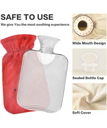 Naanle Red Watercolor Hot Water Bottle with Cover - 1L for Pain Relief Bed Warmer and Heat Therapy - Transparent & Versatile - Buy Online on GoSupps.com