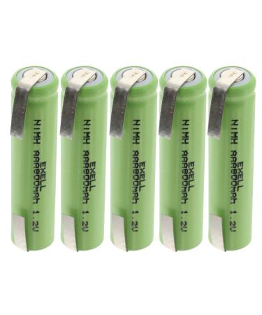 (5-PACK) Exell 1.2V NIMH AAA 800mAh Rechargeable Batteries w/ Tabs for use with high power static applications (Telecoms UPS and Smart grid) radio controlled devices electric tools electric mopeds