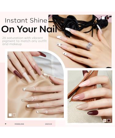 Modelones 24 Pcs Gel Nail Polish Set 20 Colors Nude Pink White Nail Polish Neutral Brown Glitter Gel Polish Set with Bond Primer Glossy & Matte Top Base Coat Soak Off LED Manicure Gifts White Glitter Brown - Buy Online on GoSupps.com