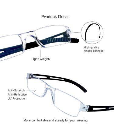 Blue Light Blocking Reading Glasses 8 Pairs Set | Square Fashion Frames for Men and Women | Computer Eyewear with 3.00 Magnification - Buy Online on GoSupps.com