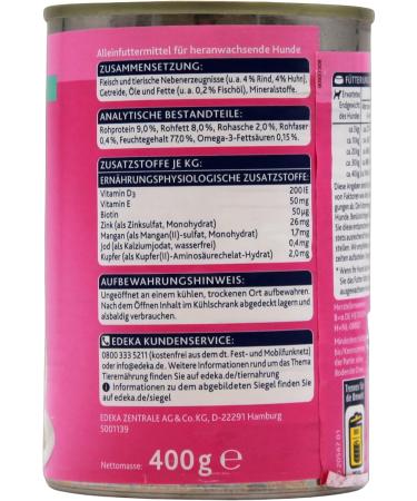 Edeka Fine Wet Dog Food with Beef and Chicken (12 x 400 g) - Buy Online on GoSupps.com
