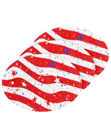 3-Pack Cleaning Kitchen Sponges Oval American Red Flag Kitchen Cellulose Dishwashing Wood Pulp Cotton