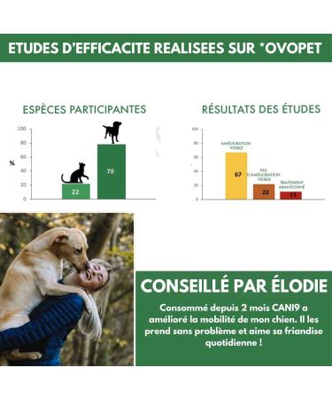 Joint Pain Dog Cat Coat Quality Collagen Ovomet Hyaluronic Acid Elastin and Calcium Eggshell Joint Mobility Dogs Puppies 90 Sticks Made in France - Buy Online on GoSupps.com