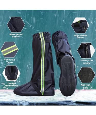Jsuslife Waterproof Shoe Covers - 1 Pair | Reusable Non-Slip Boot Covers with Zipper | Reflective, 3X-Large | Men and Women Rain Gear for Outdoor Activities - Buy Online on GoSupps.com