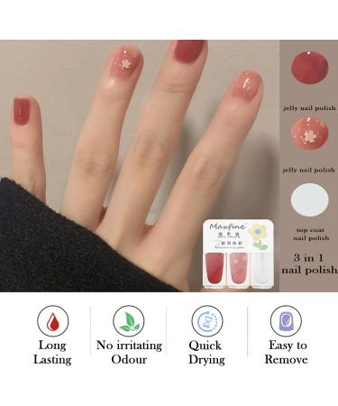 Jelly Nail Polish Red Tea Cherry blossoms Sparkles Crystal Gel Polish and Top Coat Nail Polish 3-in-1 Set Fast Drying and Long Lasting Jelly Nail Varnish Set Red Gel Nail Polish Gift Set - Buy Online on GoSupps.com
