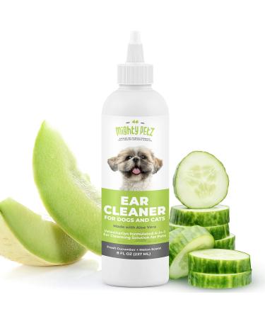 Mighty Petz Dog Ear Cleaner Solution  8 oz Pet Ear Wash to Support Infection Prone Ears and Remove Wax, Debris & Odor. Vet Formulated & Gentle Otic Cleaning Drops fror Dogs. Cucumber & Melon, Large