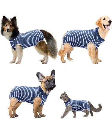Hipet Recovery Suit for Dogs & Cats | Post-Operation Care | Prevent Licking & Wounds | Male/Female | E-Collar Alternative (S Blue Striped) - Buy Online on GoSupps.com