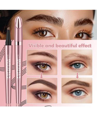  SANHIGHEND 3D Micro Eyebrow Pencil with 4 Fork Tip Applicators Waterproof Eyebrow Pencil for Natural Eyebrows (Light Coffee+Black) - Buy Online on GoSupps.com
