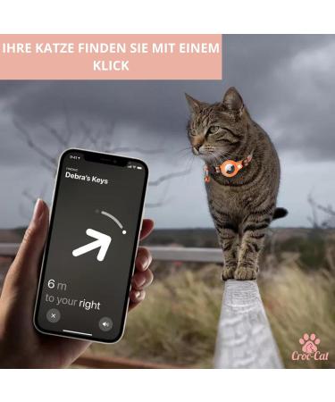 Croc-Cat Airtag Cat Neck Band | Safety Buckle Collar for Kittens & Small Dogs | Compatible with Apple Airtag | Orange - Shop Now! - Buy Online on GoSupps.com