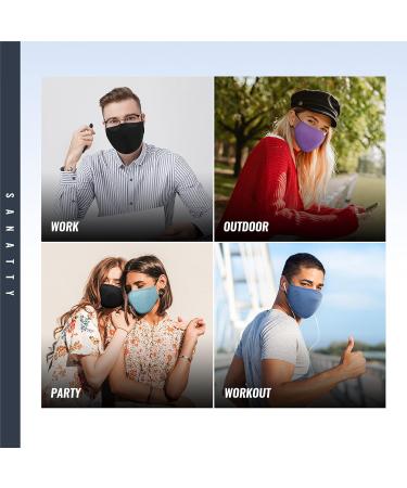Sanatty Sports Cloth Masks for Men & Women - Breathable Washable Gym Face Masks with Nose Wire & Filters | 5 Pack - Buy Online on GoSupps.com