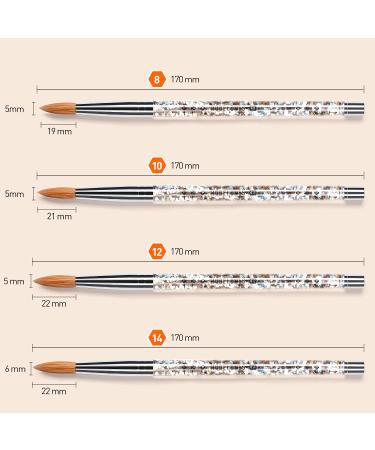 Modelones Kolinsky Acrylic Nail Brush Size 8 with Pure Sable Hair - Liquid Glitters Handle - Autumn Nail Art Brush - Buy Online on GoSupps.com