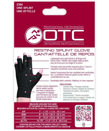 OTC Resting Splint Glove for Left Hand - Large 5 Finger Semi-Rigid Splints with Open Tips - Black - Buy Online on GoSupps.com