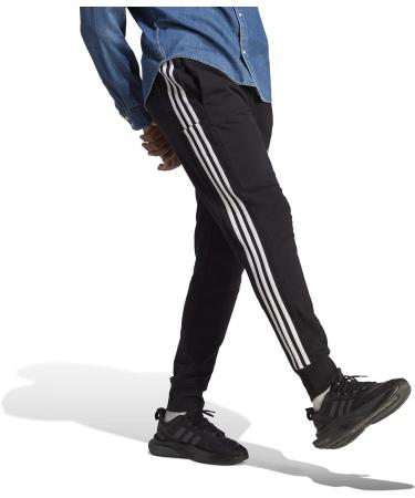 Buy adidas Men's Essentials French Terry Joggers - Tapered Cuff 3-Stripes Pants in Black-White | International Shipping Available - Buy Online on GoSupps.com