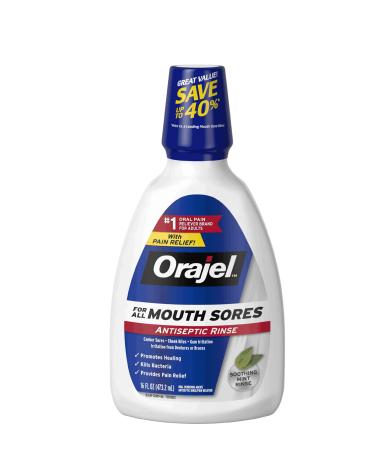 Orajel Antiseptic Mouth Sore Rinse 16 Ounce (Pack of 3)