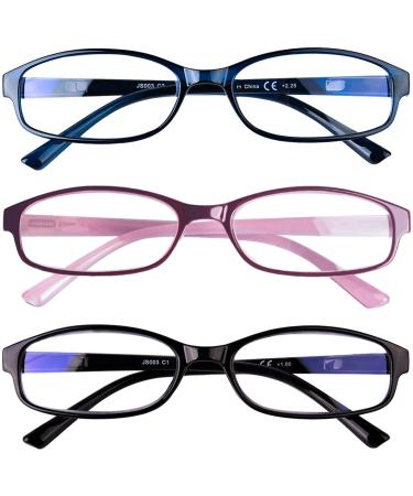 URLAUB 3 Pack Anti-Blue Light Blocking Reading Glasses, Anti Glare Computer Readers +1.5 for Women Men, Ladies Magnification Eyeglasses 1.5x
