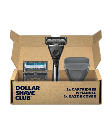 Dollar Shave Club | Heavy Metal Shave Kit | Heavy-Duty Razor Handle 6 Blade Razor Blade Refills and Razor Cover | Precision Razor Shave Kit Shaving Kit Grooming Kit Razor Set 6 Blade Heavy Metal Shave Set