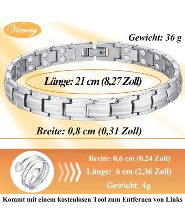 Vicmag Titanium Steel Magnetic Bracelet for Women - Ultra Strength Double Row Silver with Removal Tool - Perfect Gift - Buy Online on GoSupps.com