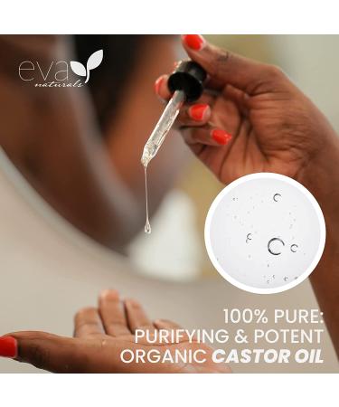Eva Naturals Organic Castor Oil (2oz) - 100% Pure Hair Growth & Anti-Aging Oil - Promotes Eyebrow & Lash Growth - Pack of 2 - Buy Online on GoSupps.com